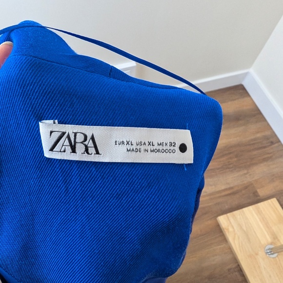 Zara Royal Blue Blazer Dress Wrap Front Mini Asymmetrical Long Sleeve Gathered - Picture 7 of 12